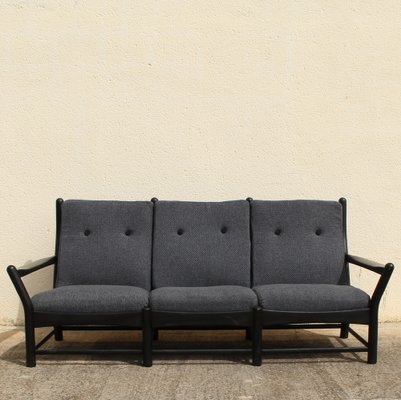 Brutalist Three-Seats Sofa in Ebonized Wood-NE-1263965