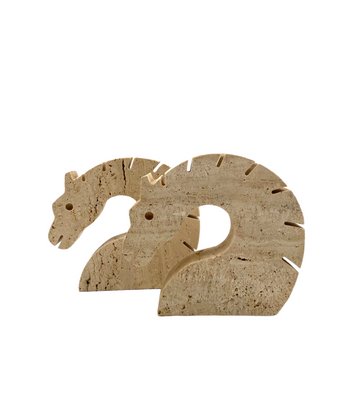 Brutalist Travertine Horse or Dragon Bookends from Fratelli Mannelli, Italy, 1970s, Set of 2-TXN-1386147