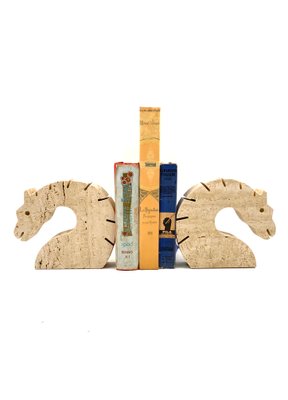 Brutalist Travertine Horse or Dragon Bookends from Fratelli Mannelli, Italy, 1970s, Set of 2-TXN-1386147