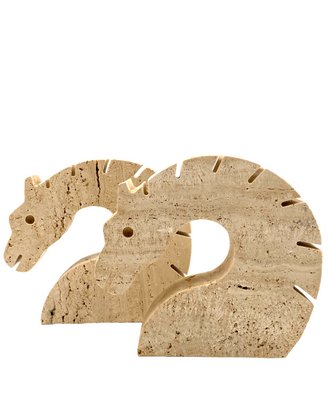 Brutalist Travertine Horse or Dragon Bookends from Fratelli Mannelli, Italy, 1970s, Set of 2-TXN-1386147