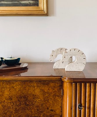 Brutalist Travertine Horse or Dragon Bookends from Fratelli Mannelli, Italy, 1970s, Set of 2-TXN-1386147