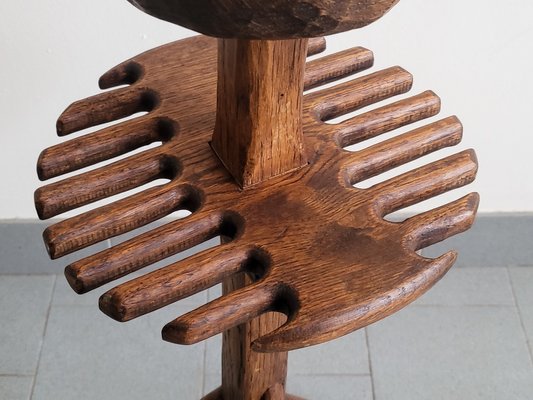 Brutalist Tripod Ashtray in Wood in the style of Jean Touret, 1970s-CGX-1806139