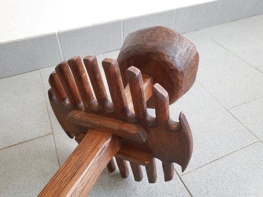 Brutalist Tripod Ashtray in Wood in the style of Jean Touret, 1970s-CGX-1806139