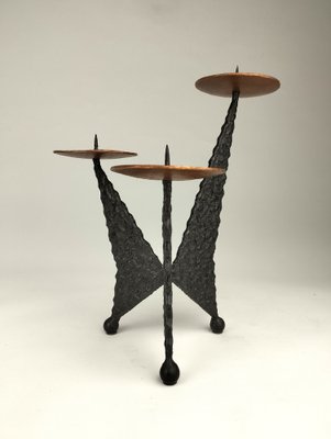 Brutalist Tripod Candleholder in Metal & Copper-SFQ-1760143