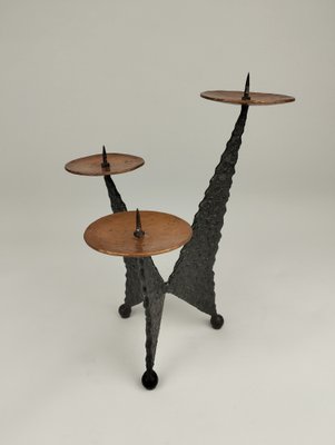 Brutalist Tripod Candleholder in Metal & Copper-SFQ-1760143