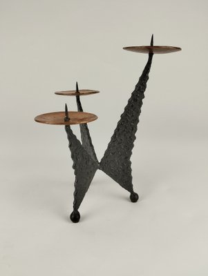 Brutalist Tripod Candleholder in Metal & Copper-SFQ-1760143