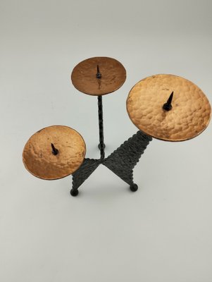 Brutalist Tripod Candleholder in Metal & Copper-SFQ-1760143