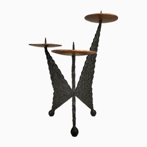 Brutalist Tripod Candleholder in Metal & Copper-SFQ-1760143