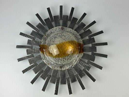 Brutalist Wall Lamp in Iron & Glass, 1970s-EJL-1702124