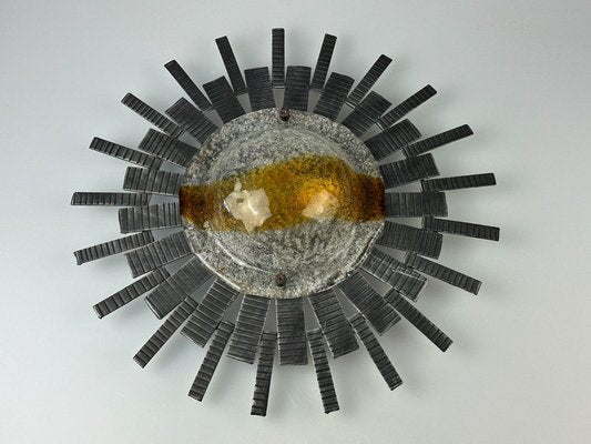 Brutalist Wall Lamp in Iron & Glass, 1970s-EJL-1702124