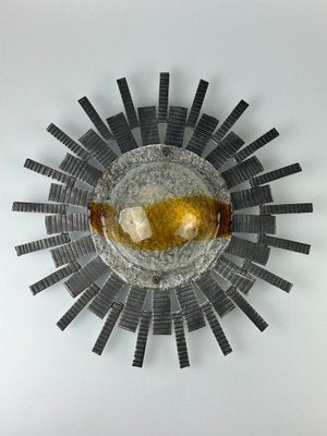 Brutalist Wall Lamp in Iron & Glass, 1970s-EJL-1702124