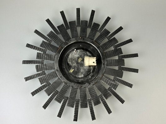 Brutalist Wall Lamp in Iron & Glass, 1970s-EJL-1702124