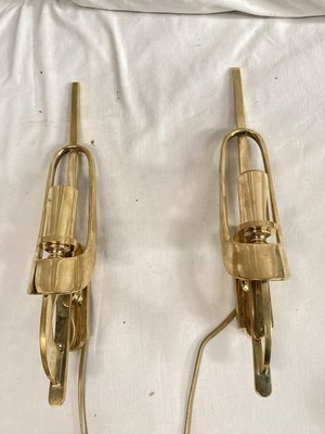 Brutalist Wall Lights in Polished Bronze, 1980, Set of 2-VRR-2036732