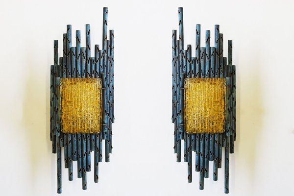 Brutalist Wall Lights / Sconces by Marcello Fantoni, Italy, 1950s, Set of 2-WIP-1736009