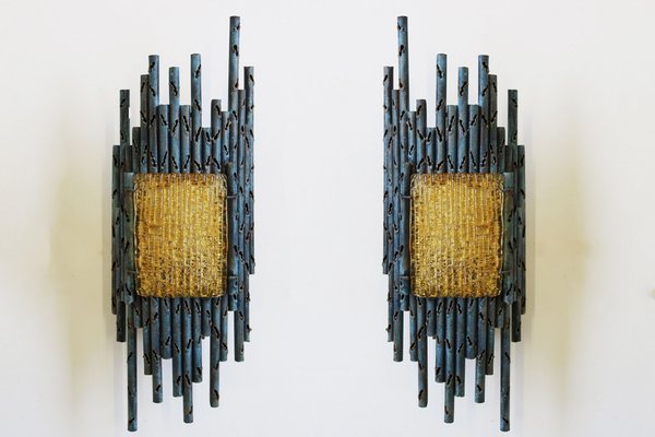 Brutalist Wall Lights / Sconces by Marcello Fantoni, Italy, 1950s, Set of 2-WIP-1736009