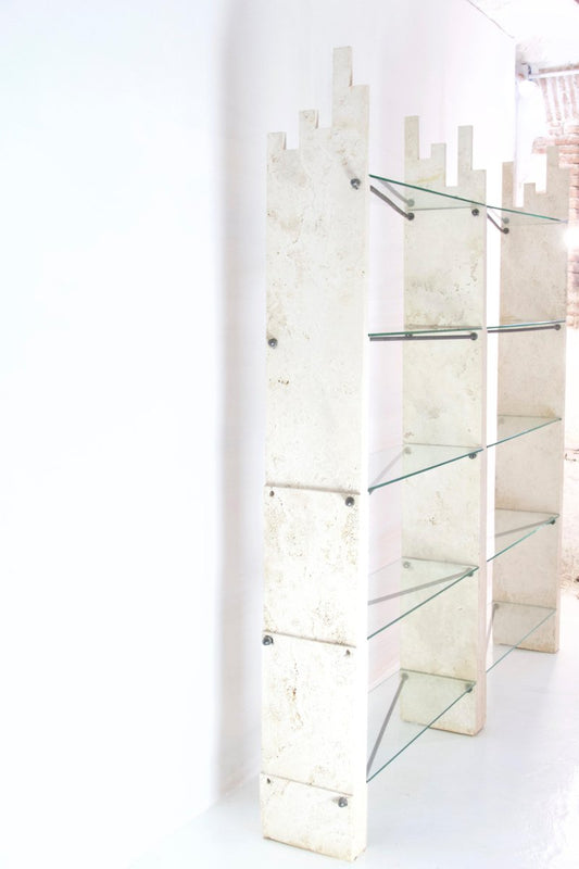 Brutalist Wall Unit in Travertine, Italy, 1970s