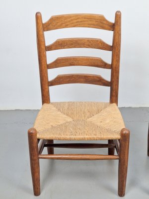 Brutalist Wood and Wicker Chairs in the style of Charlotte Perriand, 1960s, Set of 2-AXJ-1724716