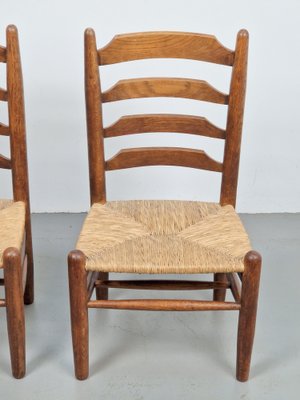 Brutalist Wood and Wicker Chairs in the style of Charlotte Perriand, 1960s, Set of 2-AXJ-1724716