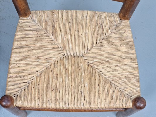 Brutalist Wood and Wicker Chairs in the style of Charlotte Perriand, 1960s, Set of 2-AXJ-1724716