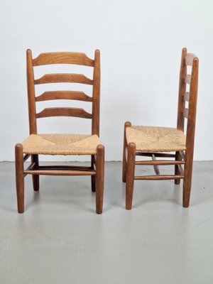 Brutalist Wood and Wicker Chairs in the style of Charlotte Perriand, 1960s, Set of 2-AXJ-1724716