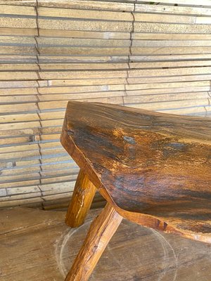 Brutalist Wood Footstool, France, 1950s-UR-1342405