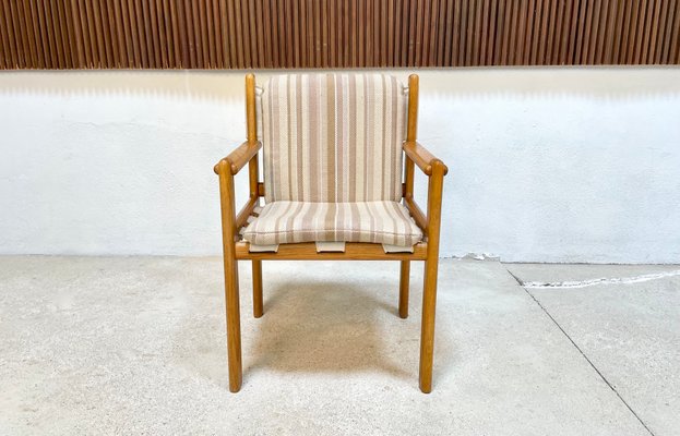 Brutalist Wool & Oak Canvas Armchair, Scandinavia, 1960s-JP-1362327