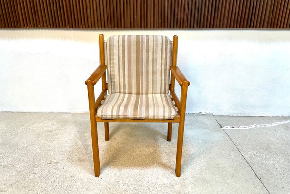 Brutalist Wool & Oak Canvas Armchair, Scandinavia, 1960s-JP-1362327