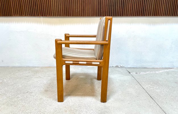 Brutalist Wool & Oak Canvas Armchair, Scandinavia, 1960s-JP-1362327