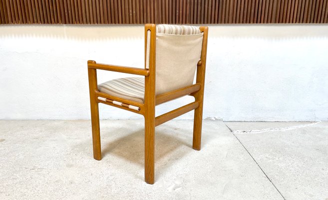 Brutalist Wool & Oak Canvas Armchair, Scandinavia, 1960s-JP-1362327