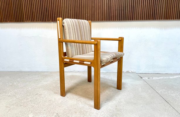 Brutalist Wool & Oak Canvas Armchair, Scandinavia, 1960s-JP-1362327