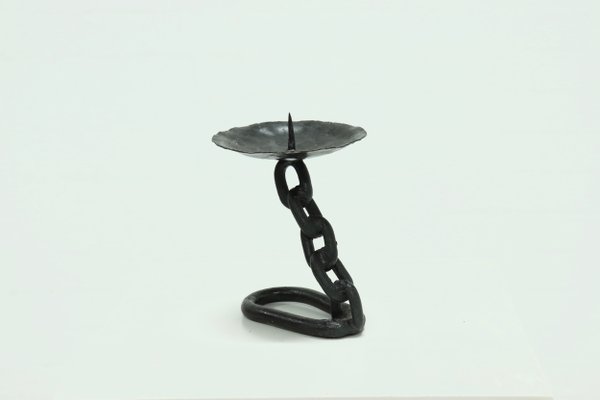 Brutalist Wrought Iron Candle Holder, 1970s-VV-994398