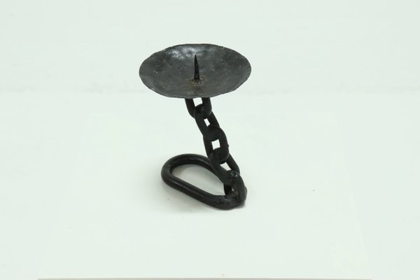 Brutalist Wrought Iron Candle Holder, 1970s-VV-994398