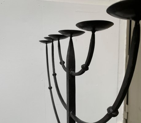 Brutalist Wrought Iron Candleholder-UAH-979477