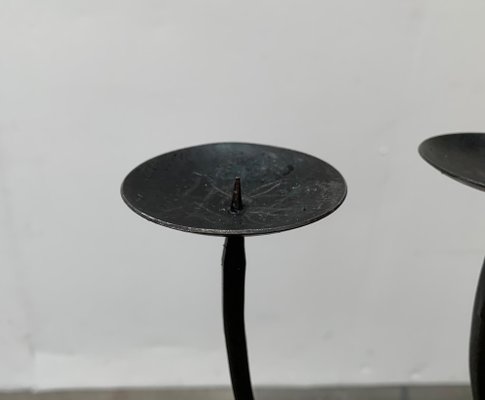 Brutalist Wrought Iron Candleholder-UAH-979477