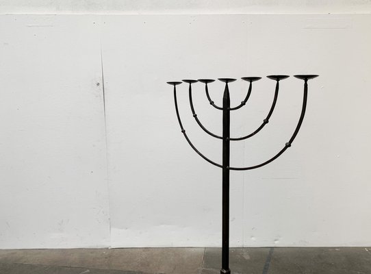 Brutalist Wrought Iron Candleholder-UAH-979477