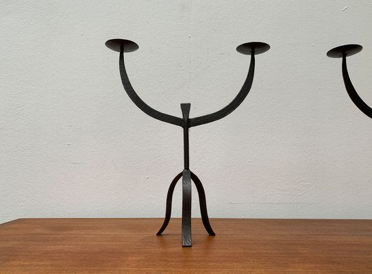 Brutalist Wrought Iron Candleholders, 1960s, Set of 2-UAH-1294645