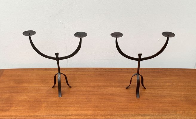 Brutalist Wrought Iron Candleholders, 1960s, Set of 2-UAH-1294645