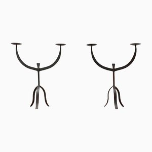 Brutalist Wrought Iron Candleholders, 1960s, Set of 2-UAH-1294645