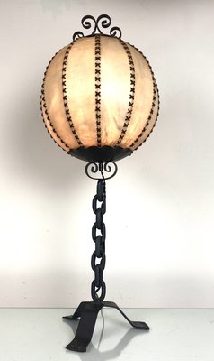 Brutalist Wrought Iron Table Lamp, 1970s-WZZ-887562