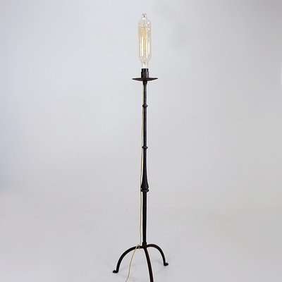 Brutalist Wrought Iron Tripod Floor Lamp with Bulb-NYF-2018907