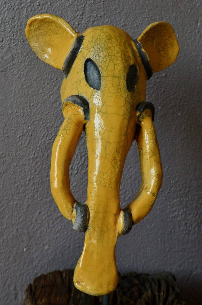 Brutalist Zoomorphic Ceramic Piece in Raku