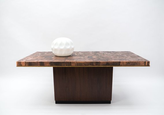 Brutalistic Coffee Table in Copper and Rosewood by Heinz Lilienthal, 1970s-KQB-1240168