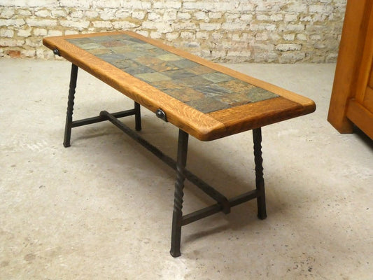 Brutalistic Coffee Table in Slate, France, 1970s