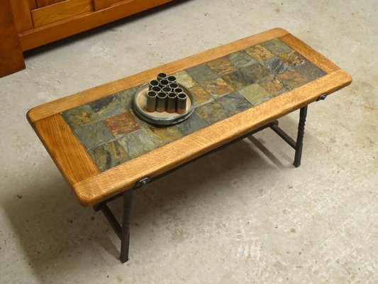 Brutalistic Coffee Table in Slate, France, 1970s-QAV-1766311