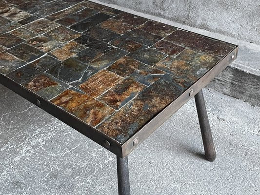 Brutalistic Metal and Lava Stone Coffee Table, 1960s-OTV-1792476