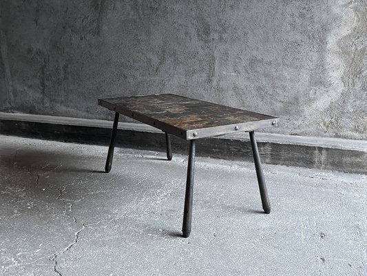 Brutalistic Metal and Lava Stone Coffee Table, 1960s-OTV-1792476