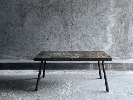 Brutalistic Metal and Lava Stone Coffee Table, 1960s-OTV-1792476