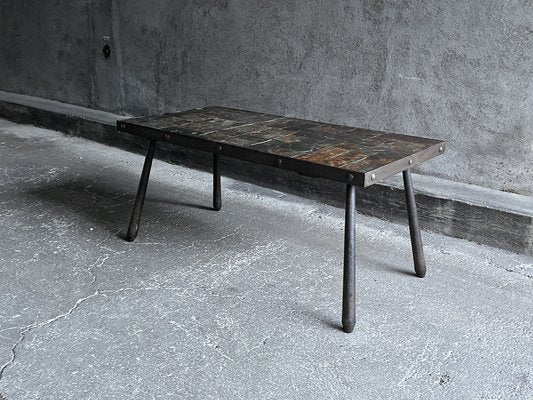 Brutalistic Metal and Lava Stone Coffee Table, 1960s-OTV-1792476