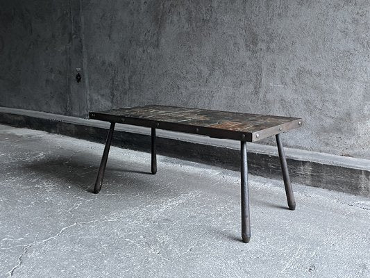 Brutalistic Metal and Lava Stone Coffee Table, 1960s-OTV-1792476