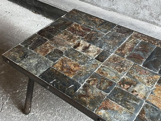 Brutalistic Metal and Lava Stone Coffee Table, 1960s-OTV-1792476